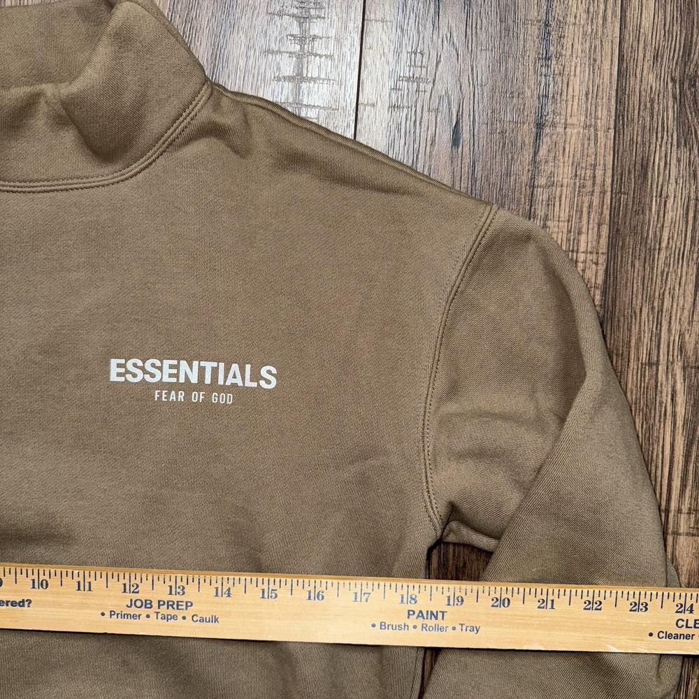 Fear Of God Essentials Brown Cotton Blend Mock Crewneck Sweatshirt Size Women M - Picture 3 of 6